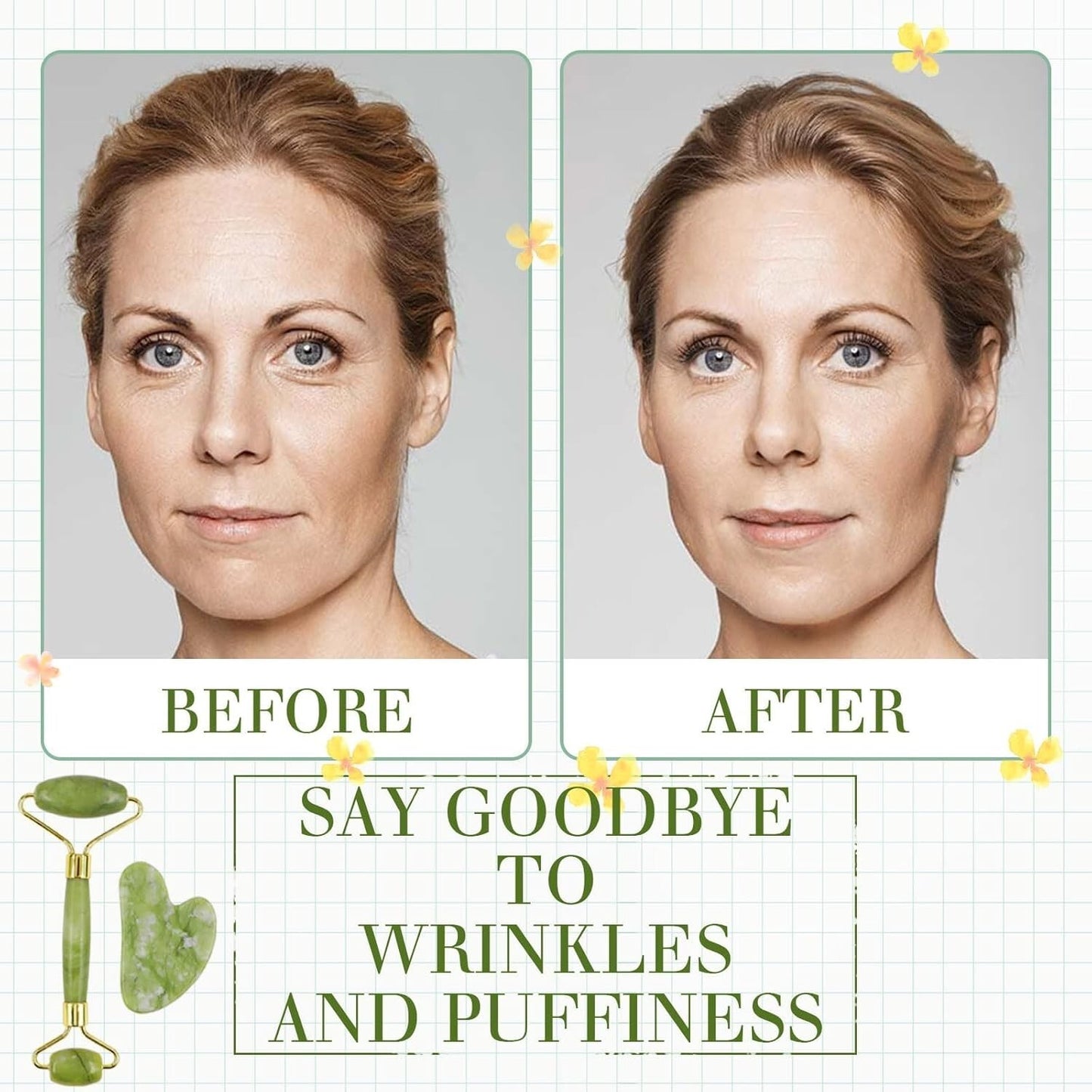 Jade Roller & Gua Sha Scraper Set β Facial Massage Kit for Anti-Aging Treatment