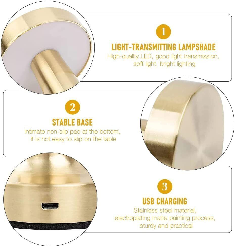 ​Cordless LED Table Lamp USB Rechargeable Modern Lamp Dimmable Bar Night Light
