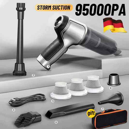Powerful 95000Pa Wireless Handheld Car Vacuum Cleaner - Mini Dual Use for Home & Auto