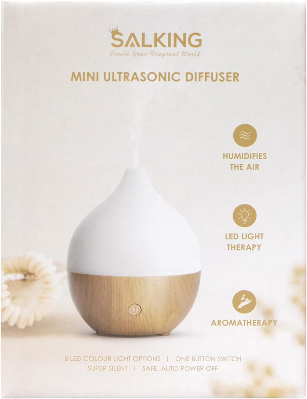 Essential Oil Diffuser, 100Ml Small Aromatherapy Ultrasonic Cool Mist Humidifier with Warm White Lights, Auto Shut-Off Function, for Office Home