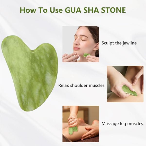 Jade Roller & Gua Sha Scraper Set – Facial Massage Kit for Anti-Aging Treatment